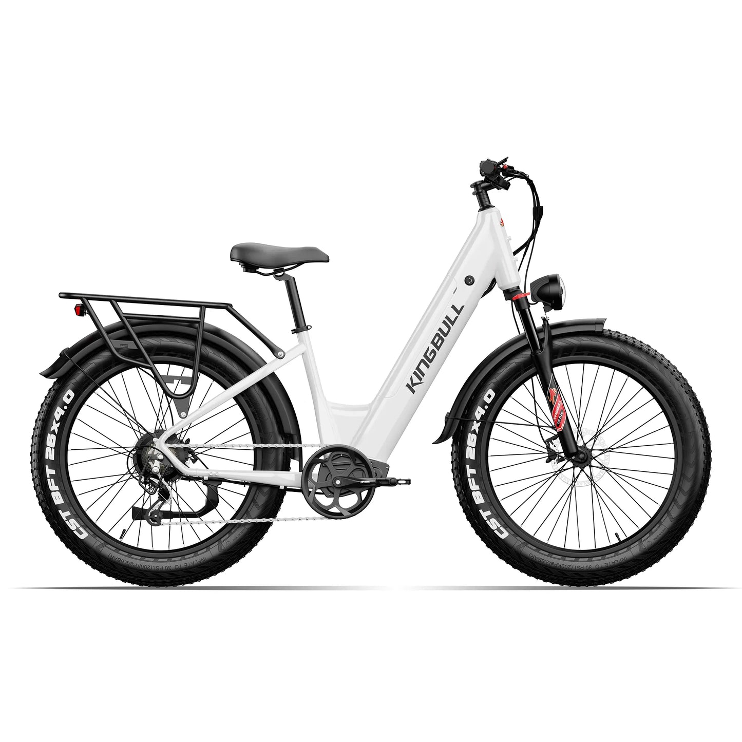 Kingbull Discover ST 2.0 electric bike in white color, three-quarter angle view highlighting modern design