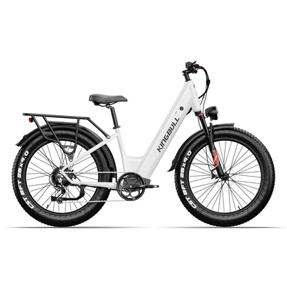 Kingbull Discover ST 2.0 electric bike in white color, three-quarter angle view highlighting modern design