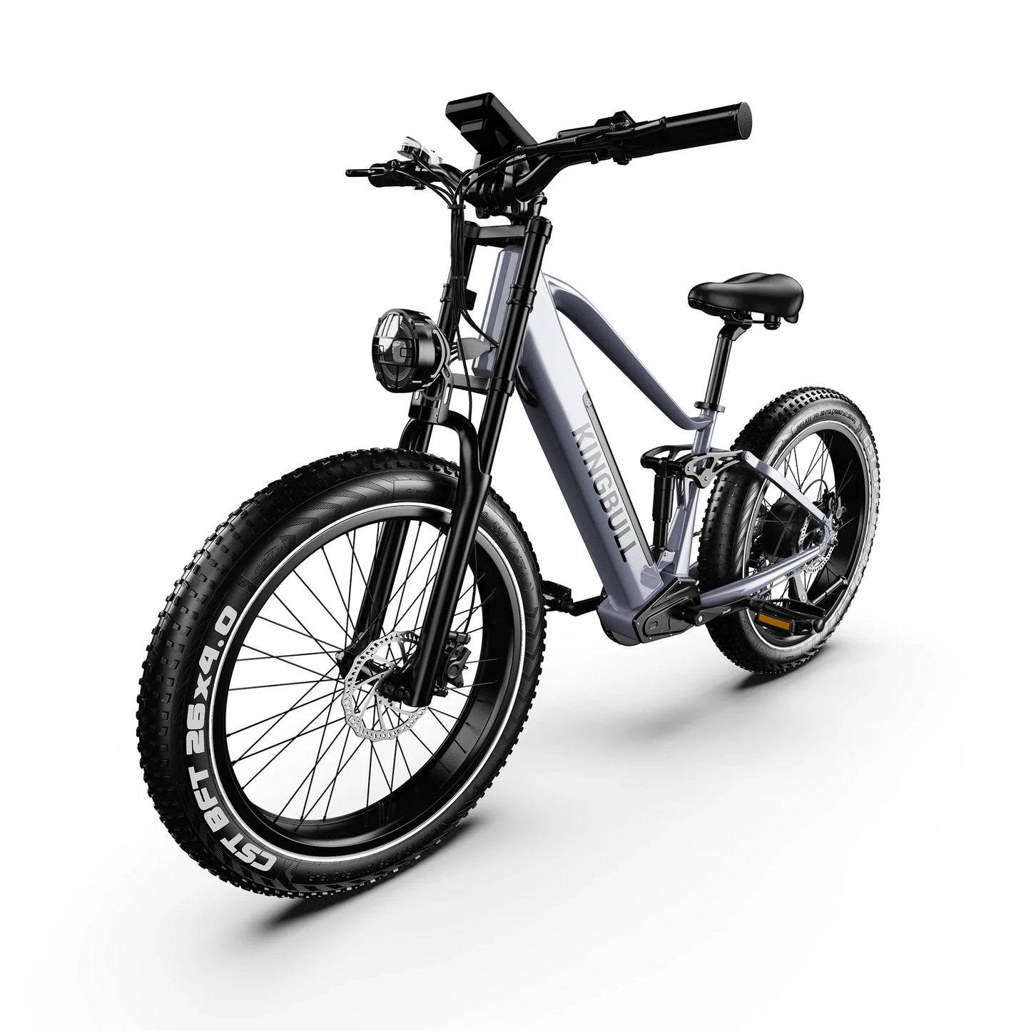 Kingbull Rover Sliver mountain electric bike left side angle view highlighting frame design