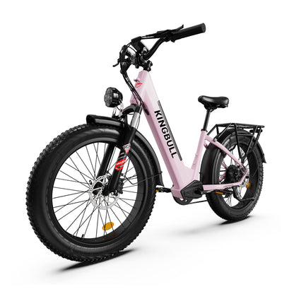 Kingbull Discover ST pink electric bike rear three-quarter view showing wheel assembly