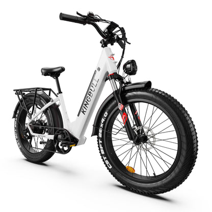 Kingbull Discover ST electric bike close-up highlighting suspension and brake components