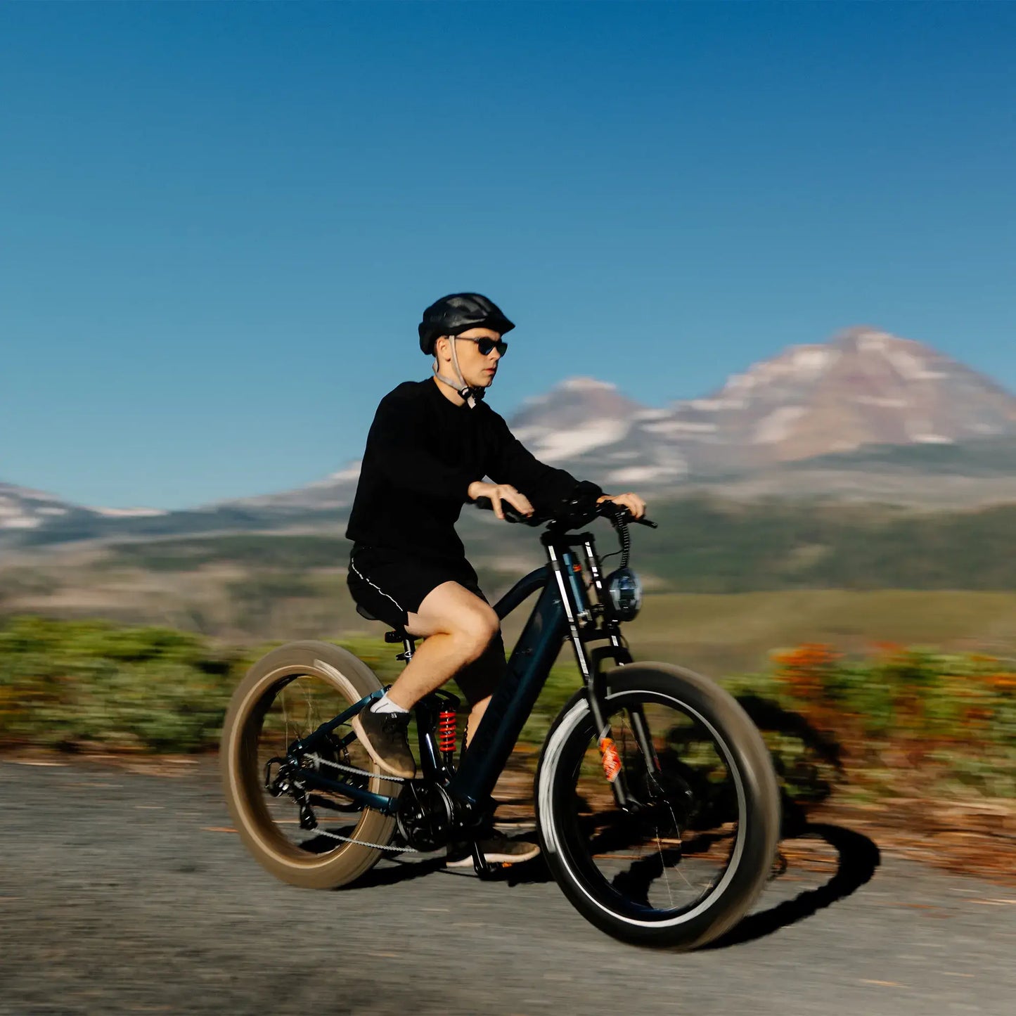 Man riding on the roadside kingbull ebike rover2.0