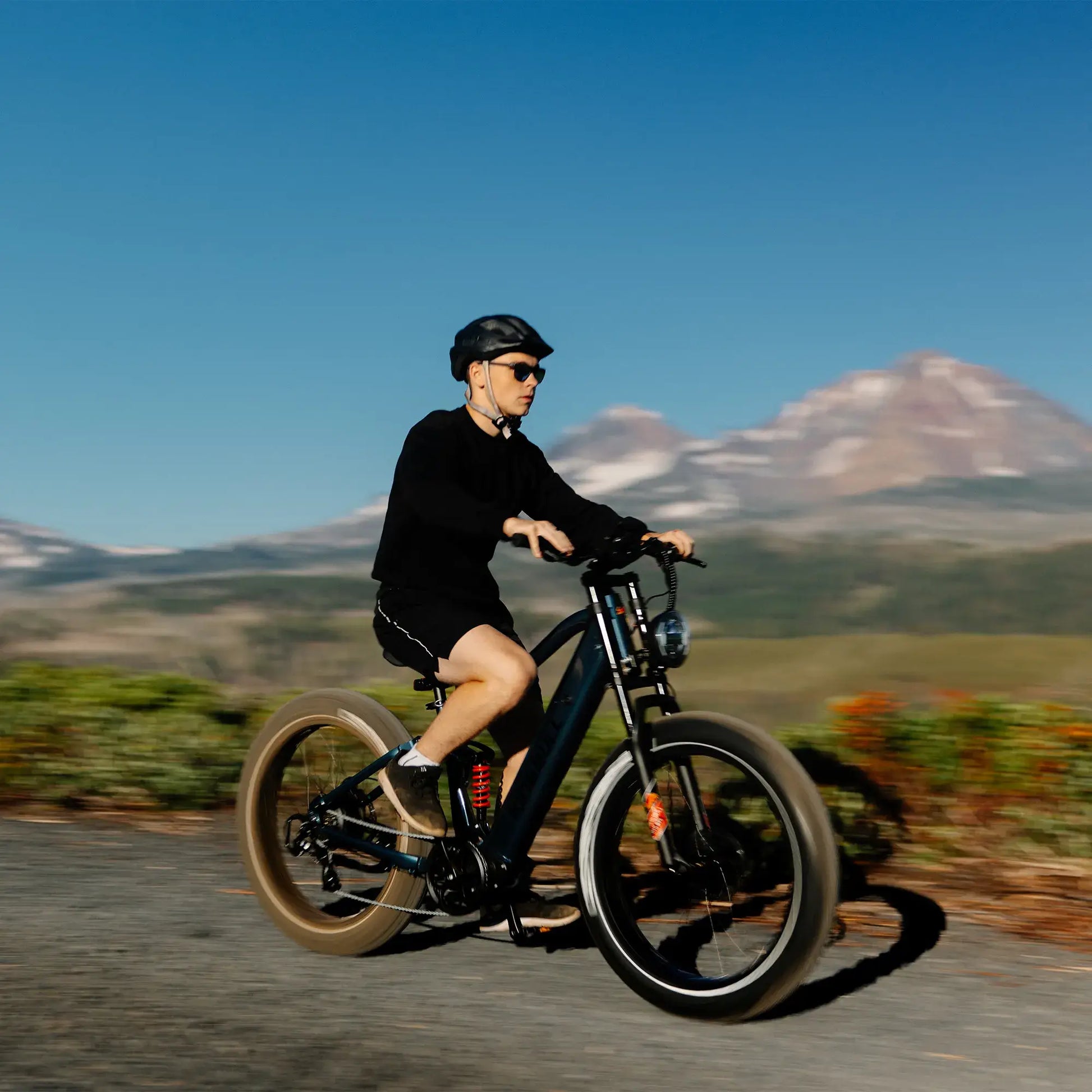 Man riding on the roadside kingbull ebike rover2.0